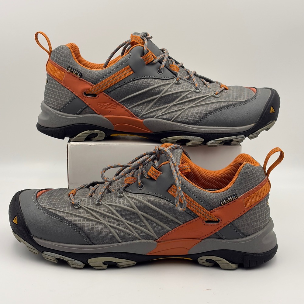 Keen Marshall WP Waterproof Hiking Shoes Mens 10 Grey Orange 1009615 Low Top